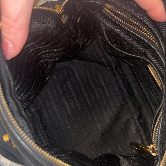 Prada Saffian Black Nylon Satchel with Gold Hardware - Picture 6 of 12